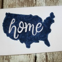 USA Outline Machine Applique Design with Home Embroidery
